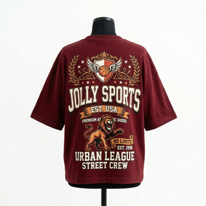 Camiseta Premium de Algodón Jersey 220 GSM para Mujer, Talla Grande, Color Borgoña, Estilo Urbano, con Estampado Gráfico y Logotipo Personalizado - Product Image 2