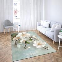 Weißer Woll-Patchwork-Blumenteppich Eleganter Digital Bedruckter Teppich Mittlere Dicke Umweltfreundlich Traditionell Latex-Rückseite