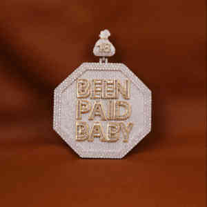 VVS Moissanite redondo y Baguette corte diamante colgante Hip Hop colgante de alta calidad Iced Out colgante para hombres 925 plata esterlina - Product Image 4