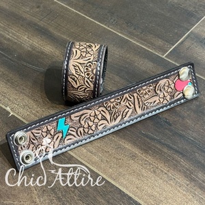 Women's Trendy Fashion Hand <b>Tooled</b> <b>Leather</b> Cuff Bracelet Handmade Genuine Cowhide <b>Leather</b> Cuff Strap Wide Belt Bangle Wristbands - Product Image 1