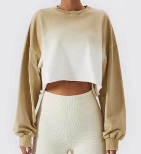 Custom High Quality Crewneck Sublimation Cotton Casual Knitted Crop <b>Top</b> Pullover Lightweight V-Neck Breathable StylishSweatshirt - Product Image 4