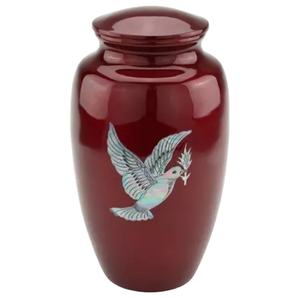 Urna de cremación de aluminio, urna de cenizas funerarias con esmalte de pájaro, diseño moderno, urna de cremación hecha a mano - Product Image 1