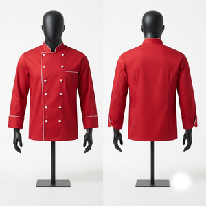 240 GSM Polyester/Cotton Twill Chef <b>Jacket</b> <b>White</b> Double Breasted Unisex <b>Short</b> Sleeve Silk Screen Printed Logo - Product Image 5