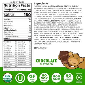 Shake protéiné nutritionnel pour enfants Orgain Organic, chocolat, 8,25 fl oz (lot de 12) - Product Image 3