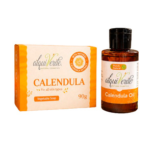 Set Calmante de Caléndula Orgánica Alquiverde para Adultos - 60g de Aceite de Caléndula, 90g de Jabón Natural de Caléndula, Revitalizador de Piel para Todo Tipo de Piel - Product Image 4