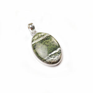Pendentif artisanal en opale verte Sez Cabochon, bijoux en argent sterling 925 pour collier - Product Image 1