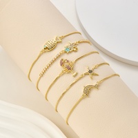 Bracciali regolabili con elefante e cuore in ottone smaltato rosa, catene a maglia placcate oro 18K, ciondoli a forma di animale, gioielli all'ingrosso