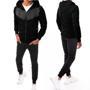 Jogging en molleton de coton respirant pour hommes, vêtements de sport, ensemble de bas respirants imprimés unis, survêtements pour l'hiver - Product Image 5