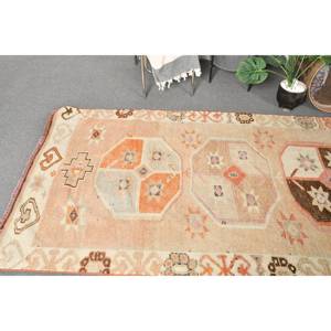 Tapis Bohème Vintage en Laine Turque 3.8ft X 11.6ft Orange Beige Patchwork Design Style Classique pour Entrée Couloir Latex Matériel - Product Image 2
