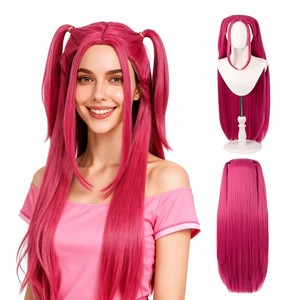 Peluca de Cosplay de Anime KPop Demon Cos Hunters Superstar Mira Zoe, Resistente al Calor, Sintética, 150% de Densidad, con <span class=keywords><strong>Red</strong></span> de Malla Rosa Transparente - Product Image 1
