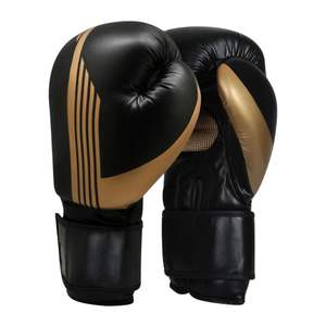 Diseño de logotipo personalizado Negro Dorado Impreso Guantes de entrenamiento de gimnasio Correa de muñeca ajustable Lucha Guantes DE BOXEO - Product Image 2