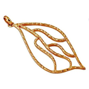 Pendentif en feuille plaqué or pour femme, style religieux, mode, diamant, perle, avec breloques en laiton, cuivre, plume, fleur, étoile, chiffre - Product Image 1