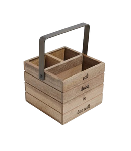 Best Design Wooden Caddy Party <b>Cutlery</b> Tabletop Organizer with Sturdy Dividers Flatware Condiments Holder - Product Image 1