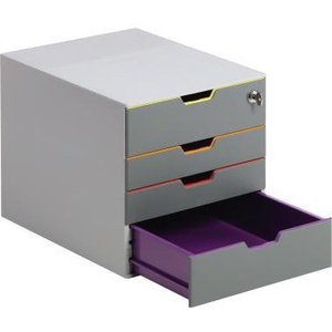 Modern Metal 4-<b>Drawer</b> File Cabinet with Grey ABS <b>Plastic</b> Housing & A4/C4 <b>Storage</b> <b>Drawers</b>-Office Organizer - Product Image 1