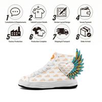 Baskets montantes en toile avec ailes d'ange 3D et breloque personnalisée, doublure en maille respirante pour hommes et femmes FN039M – Vente en gros usine