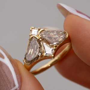 Luxury Gold Tone Princess Cut <b>Crystal</b> <b>Ring</b> Sparkling CZ Engagement Wedding <b>Ring</b> for Women - Product Image 2