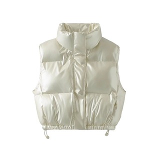 Chaleco acolchado cálido de Invierno para mujer, chaleco calentador de cuerpo con cuello levantado, chalecos cortos con cremallera a la moda para mujer - Product Image 2