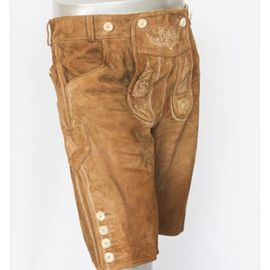 Pantalones cortos de cuero alemanes Oktoberfest bávaro tradicional hechos a medida para hombre, traje de festival de ante al por mayor - Product Image 4