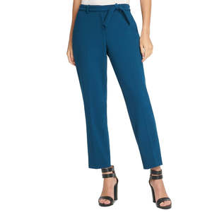 Pantaloni Eleganti da Donna DKNY a Vita Alta con Cintura in Crêpe Blu Taglia 6P, Antipiega e Traspiranti, Stile da Ufficio - Product Image 1