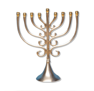 Conception gravée traditionnelle Menorah classique finie en or Menorah juive moderne pour le Tabernacle 9 bras Hanoukka pour la vente en gros - Product Image 2
