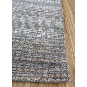 Tapis Uvenuti noué à la main en laine et soie de bambou, bleu uni, design oriental, forme rectangulaire pour la maison, le salon, la chambre - LRB-1670 - Product Image 4