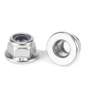 18-8 Stainless Steel AISI 304 316 Inox ANSI 304 316 Hexagon Flange Self Locking Nut With Nylon Insert DIN6926