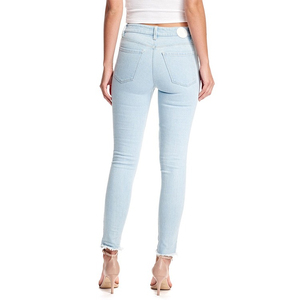 Femmes XL Taille Col Haut Mi-Taille Extensible Denim Jean Pantalon-Respirant Maigre Bouton Décoration D'été En Gros Vêtements - Product Image 6