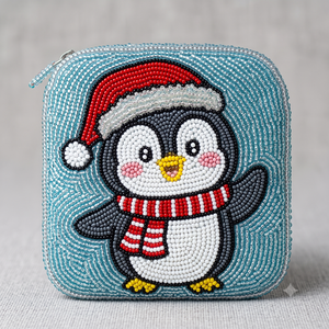 Magnifique pochette à monnaie brodée de perles de rocaille faites à la main et personnalisables pour femmes, design délicat, cadeaux religieux et pour l'église - Product Image 1