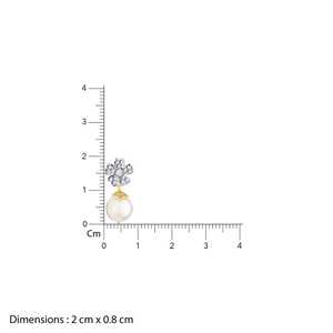 Boucles d'oreilles or diamant floral avec perles - Product Image 5