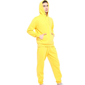 Conjunto de chándal con capucha de color amarillo claro para hombre, chaqueta de Jersey y pantalones para correr, traje de dos piezas para entrenamiento de gimnasia y ropa informal - Product Image 4
