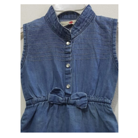 Robe pour filles avec broderie sur la poitrine, nœud à la taille, imprimé, en coton, polyester et denim, personnalisable, fourniture BD OEM ODM, en stock, échantillon en 7 jours