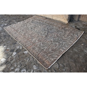 Alfombra turca Vintage clásica Beige marrón 6,2x8,8 pies área grande lana látex respaldo patrón de retazos para pasillo dormitorio lado - Product Image 3
