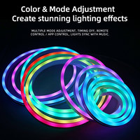 Bande lumineuse flexible pour décoration de voiture 5V, 5M, RGB, couleurs variées, contrôle par application, néon doux, lampe LED d'ambiance intérieure