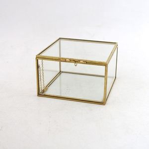 Large Designer Antique Finished Gold Metal <b>Glass</b> Jewelry <b>Box</b> Eco-friendly Customizable Craftsmanship DECO HOME Jewelry - Product Image 6