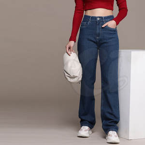 Pantalones Vaqueros de mujer de etiqueta privada, pantalones vaqueros de mujer de color sólido, pantalones vaqueros con bolsillos laterales, pantalones vaqueros a la venta - Product Image 4