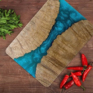 Tabla Multiusos de Resina Azul con Diseño de Olas Modernas, Ideal para Cocina, Exhibición de Mesa y Fotografía de Alimentos, Procedente de la India - Product Image 3