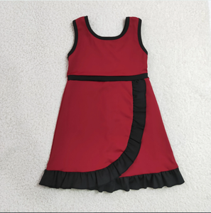 Vestido Mini sin Mangas para Niñas, Estilo A-Line con Volantes, Estampado, Transpirable, Lavable, Estilo Preppy para Verano, Ideal para Yoga - Product Image 3