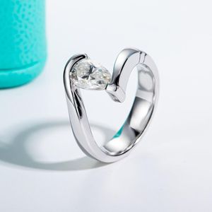Anillo de Compromiso RITZIN con Diamante Cultivado en Laboratorio, Corte Pera, Oro Rosa, Estilo Único y Bonito, Regalo de Cumpleaños para Mujer - Product Image 2