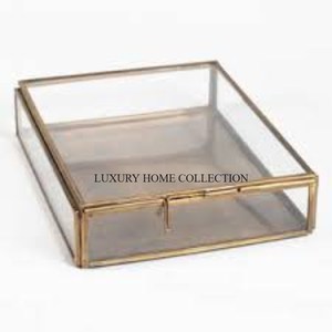 Boîte de rangement pour cartes décoratives en métal et verre de grande taille, vintage, classique, fait à la main, pour la décoration intérieure - Product Image 6