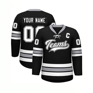 Uniformes utiliser vintage 100% polyester drôle sublimation brodé à manches longues maillot de hockey sur glace homme personnalisé - Product Image 3
