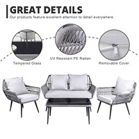 Top Sale Garten Gartenmöbel Wasserdichte Sofa garnituren Board Garden billige Tischs ofa 4-teilige Liege sets