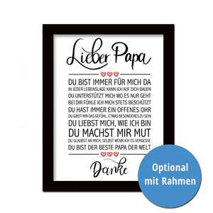 Impresión artística de diseño moderno con marco negro: Querido Papá - Product Image 1