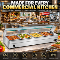 Bain-marie électrique professionnel de comptoir 4 bacs 1500W 220V en acier inoxydable avec protection anti-éclaboussures pour maintien au chaud des soupes et aliments