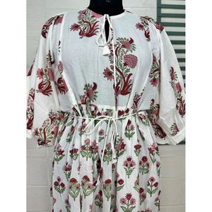 Robe maxi bohème en pur coton, taille élastique, douce, respirante, vêtements durables, cadeau idéal pour elle, pour les occasions de jour, XS ODM - Product Image 5