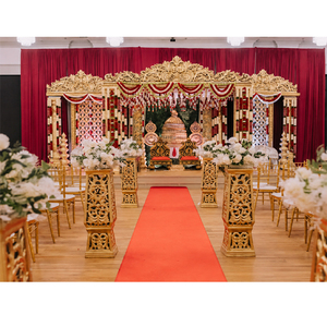 มณฑปงานแต่งงานสไตล์อินเดียใต้สำหรับใช้ภายในอาคาร งานฝีมือแกะสลักลายทองแบบดั้งเดิม มณฑปงานแต่งงานแบบพรีเมียม ดีไซน์ไม้สวยงาม ทำจากวัสดุ FRP - Product Image 1