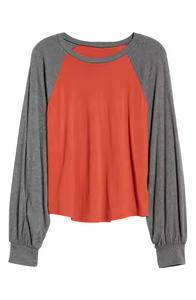 Primmum qualité dames décontracté été vêtements d'extérieur T-shirts mode couleur bloc à manches longues raglan t-shirt pour femmes Plaid Applique - Product Image 2