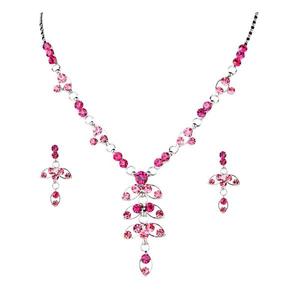 Urthn Pink Austrian Stone Rhodium-Plated Necklace <b>Set</b> 1102807 Fashionable Jewelry <b>for</b> <b>Women</b> - Product Image 1
