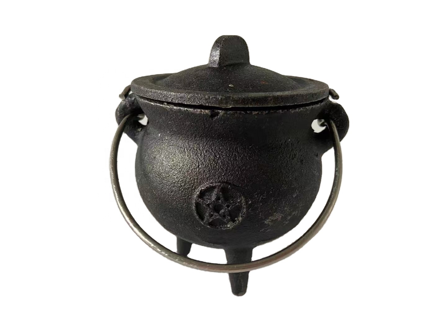 Gusseisen Kessel Mit Deckel - 10x7.5x7.5cm Für Hexerei & Dekoration (Mond Design)