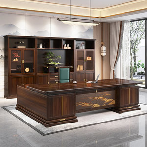 Dark Walnut <b>Black</b> Walnut Wood L-Shaped Executive Desk with Cable Management and Ample Storage 1-Year Warranty - Product Image 3