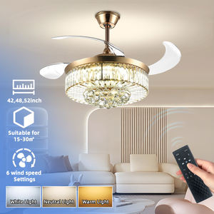 52インチモダンアメリカンデザインLED天井ファン静かな3ブレードDCモーターゴールドシルバーカラーリバーシブルリモコン大型ライト - Product Image 2